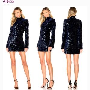 Alexis Midnight Blue Sequin Long Sleeve Dress